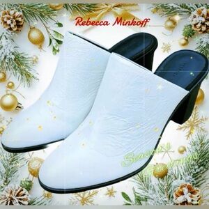 REBECCA MINKOFF WHITE HOT LEATHER MULES/ CLOGS -10 🤍🔥